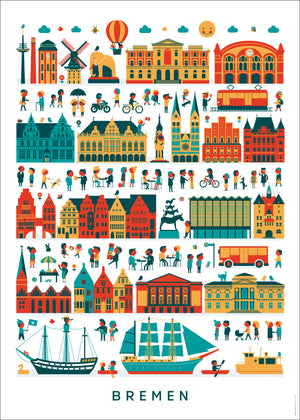 Bremen Wimmelbild Poster (50 x 70 cm)