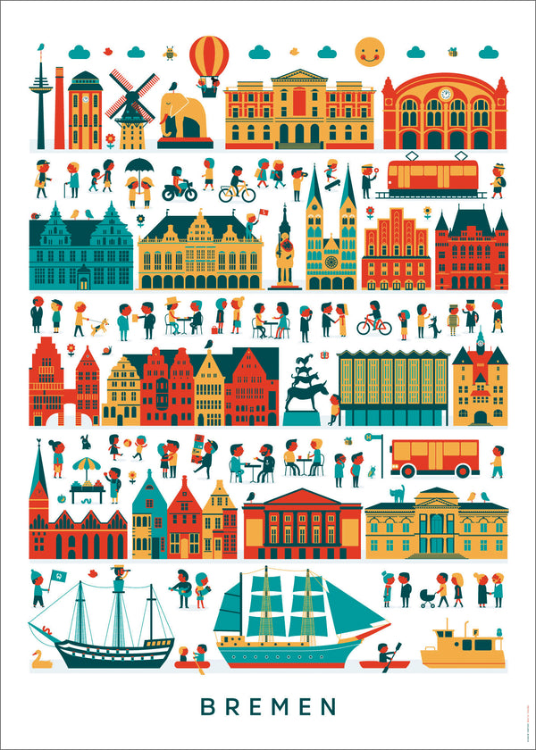 Bremen Wimmelbild Poster (50 x 70 cm)