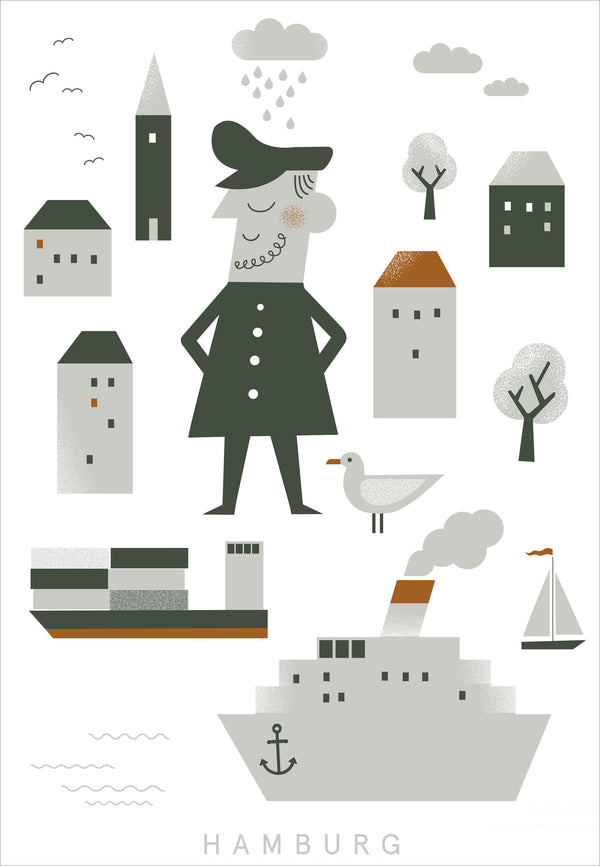 Hamburg Kapitän & Möwe 2 Print