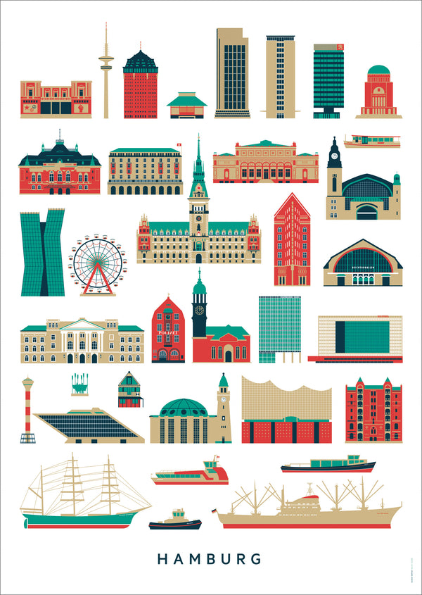 Hamburg Sehenswürdigkeiten Poster
