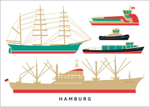 Hamburg Schiffe Postkarte