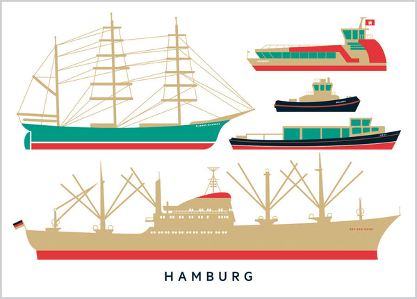 Hamburg Schiffe Postkarte