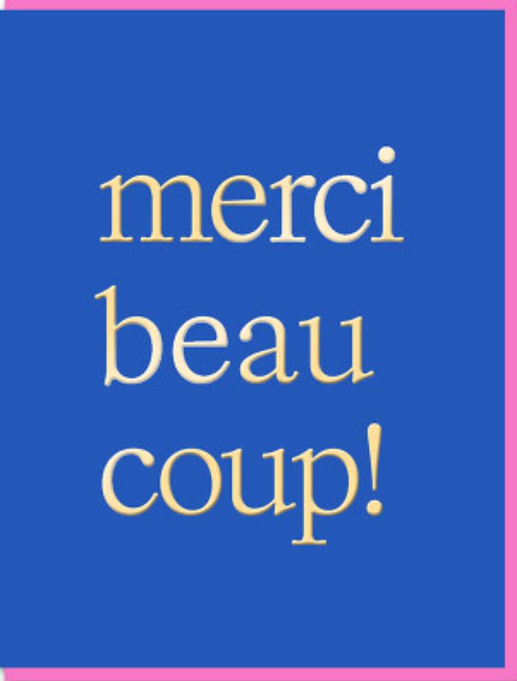 French Twist Merci Beaucoup Greeting Klappkarte