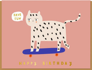 Aless Baylis Snow Leopard Birthday Klappkarte
