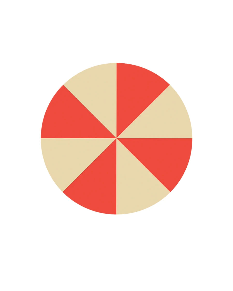 Extragroßer Aufkleber Circus Chapiteau Vanille Poppy Red (10 Stk.) mit acht gleich großen, abwechselnd roten und beigefarbenen Segmenten, Durchmesser 8 cm. Ideal für kreative Projekte.