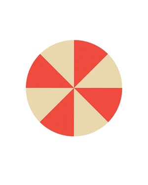 Extragroßer Aufkleber Circus Chapiteau Vanille Poppy Red (10 Stk.) mit acht gleich großen, abwechselnd roten und beigefarbenen Segmenten, Durchmesser 8 cm. Ideal für kreative Projekte.