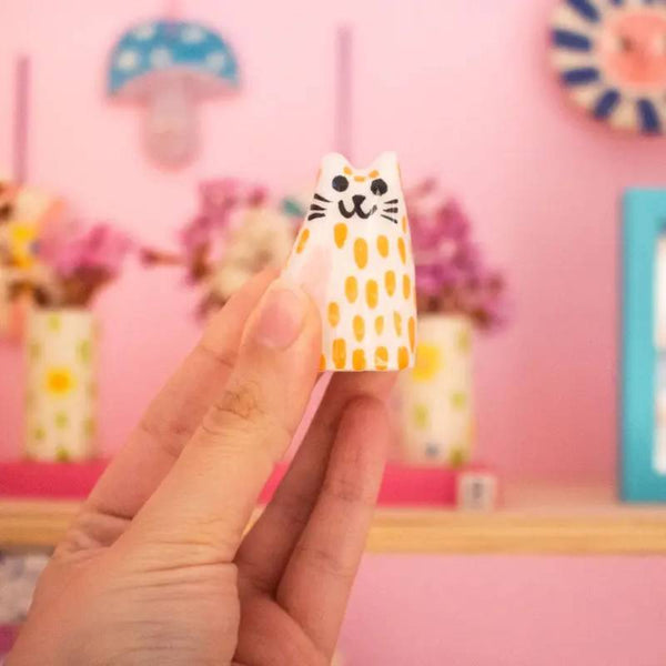 Keramik-Skulptur Katzenbaby Orange