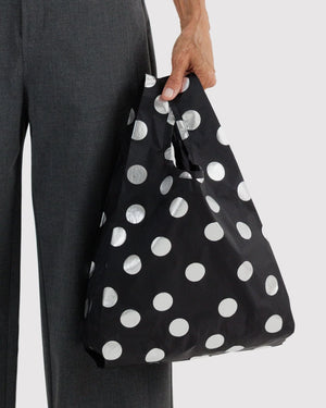 Baby Baggu Einkaufsbeutel Silver Metallic Polka Dot