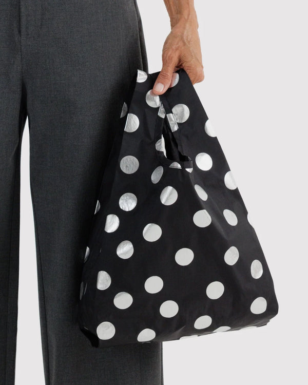 Baby Baggu Einkaufsbeutel Silver Metallic Polka Dot