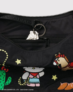 Medium Nylon Crescent Embroidered Hello Kitty Western