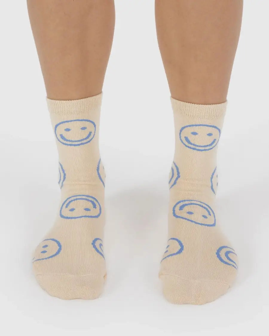 Crew Socks Happy Ecru Periwinkle