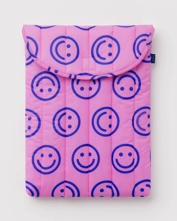 Baggu Puffy Laptop Sleeve 16" Pop Pink Happy