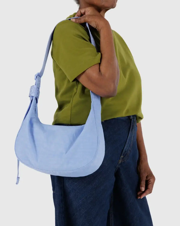 Medium Nylon Crescent Bag French Blue