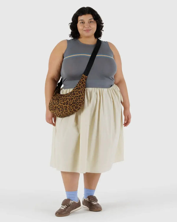 Medium Nylon Crescent Bag Leopard