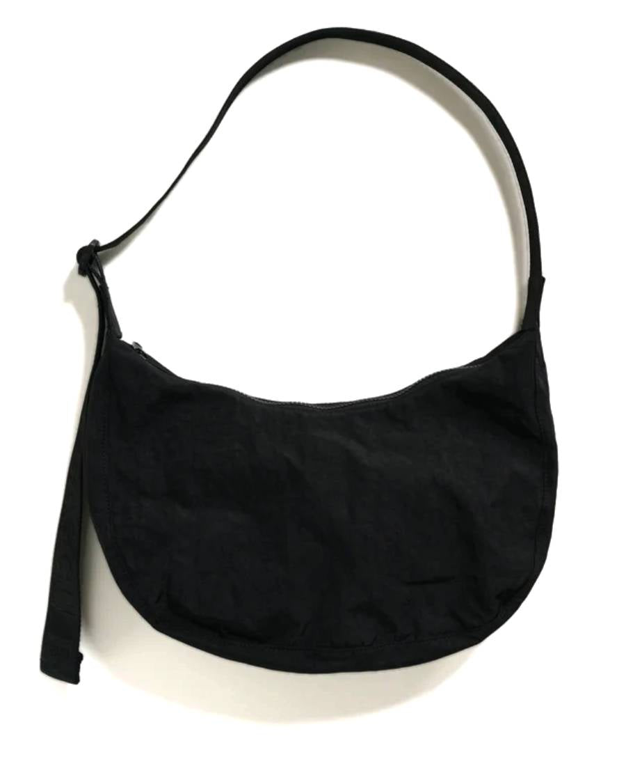 Medium Nylon Crescent Bag Black