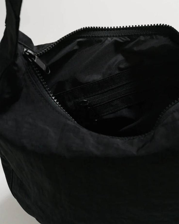 Medium Nylon Crescent Bag Black