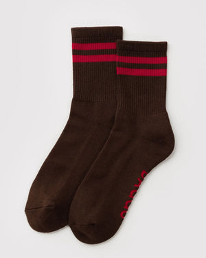 Baggu Ribbed Socks Coffee Stripe