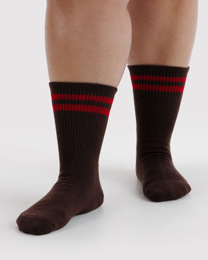 Baggu Ribbed Socks Coffee Stripe
