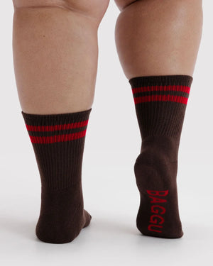 Baggu Ribbed Socks Coffee Stripe