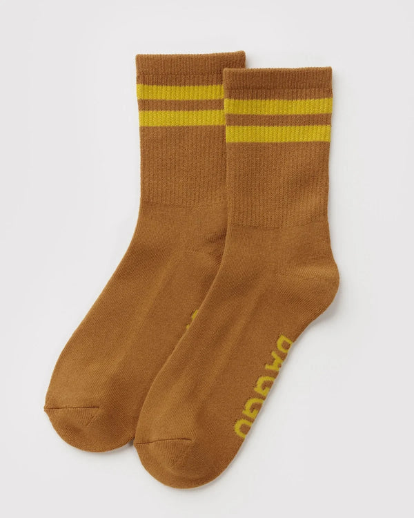 Baggu Ribbed Socks Toffee Stripe