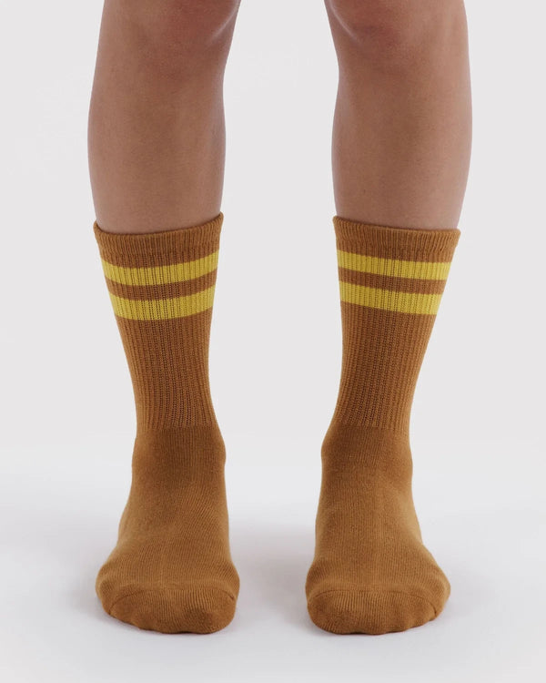 Baggu Ribbed Socks Toffee Stripe