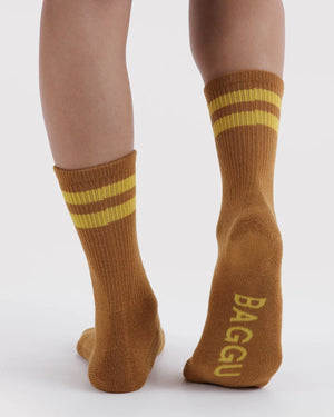 Baggu Ribbed Socks Toffee Stripe