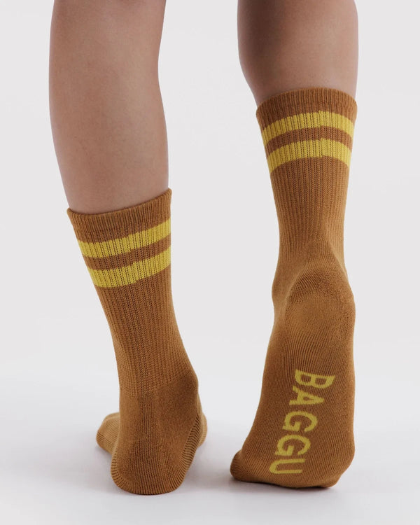 Baggu Ribbed Socks Toffee Stripe