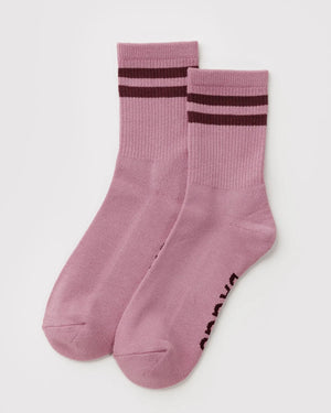 Baggu Ribbed Socks Wild Plum Stripe