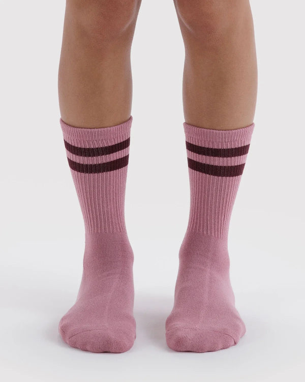 Baggu Ribbed Socks Wild Plum Stripe