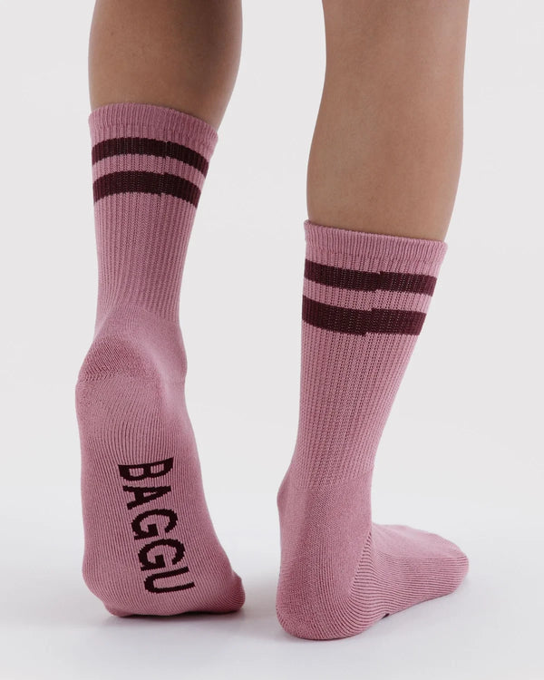 Baggu Ribbed Socks Wild Plum Stripe