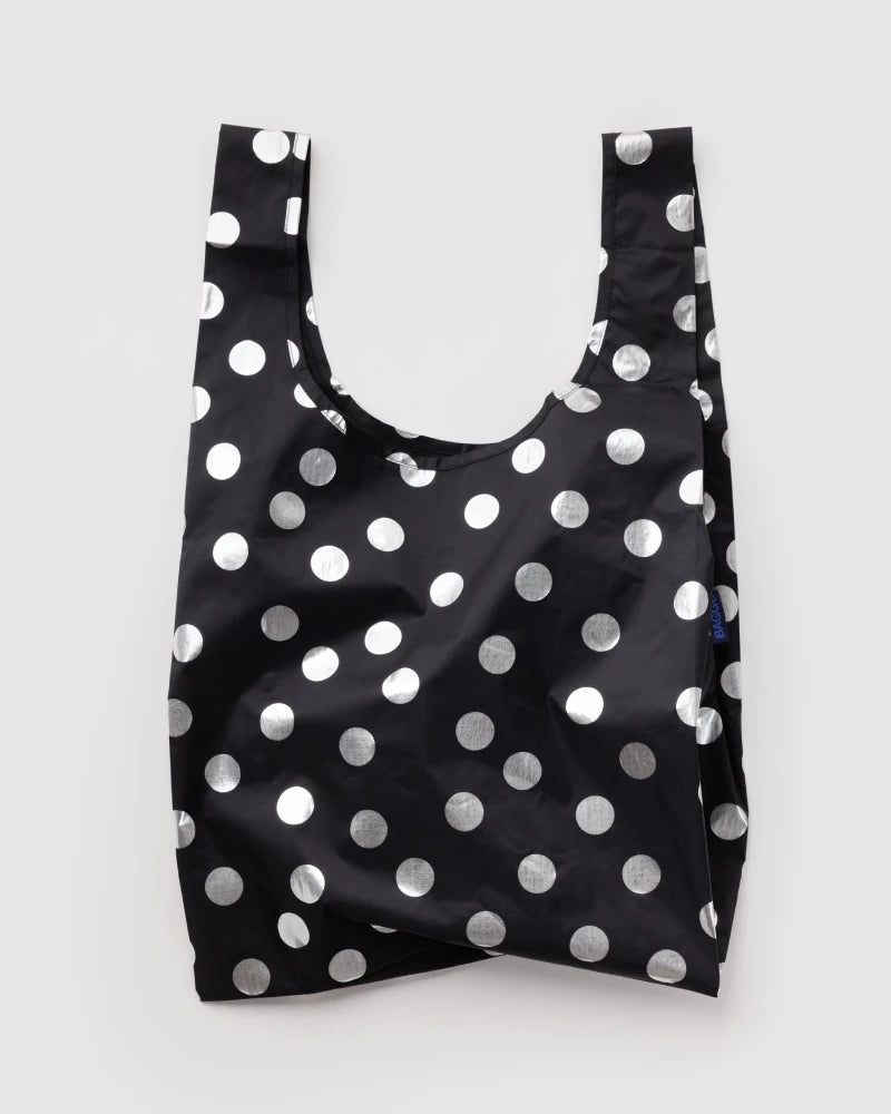 Baggu Standard Einkaufsbeutel Silver Metallic Polka Dots