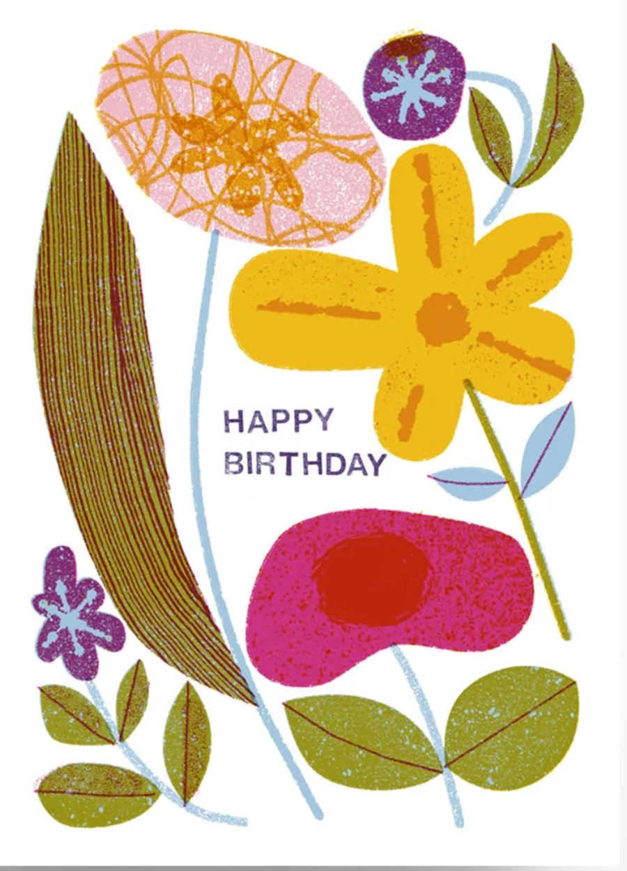 Abstract Birthday Flowers Postkarte
