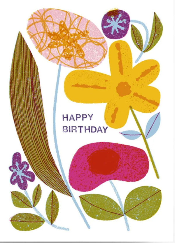 Abstract Birthday Flowers Postkarte