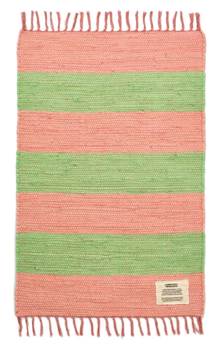 Chindi Teppich Bubblegum & Bright Green (60x90cm)