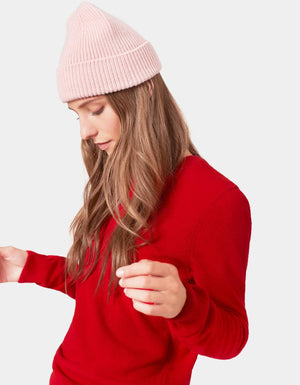 Merino Wool Beanie Red Tangerine