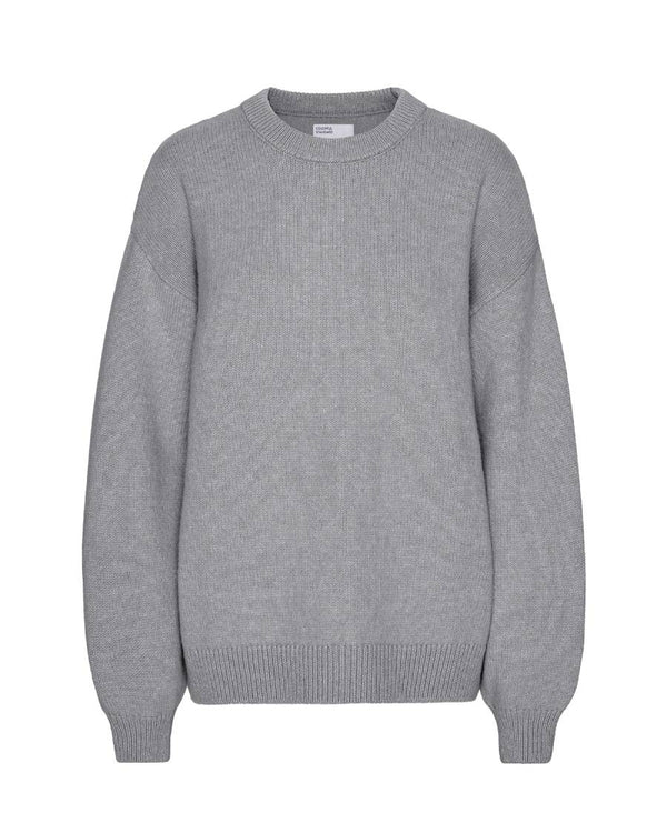 Oversized Merino Wool Crew Strickpullover Heather Grey