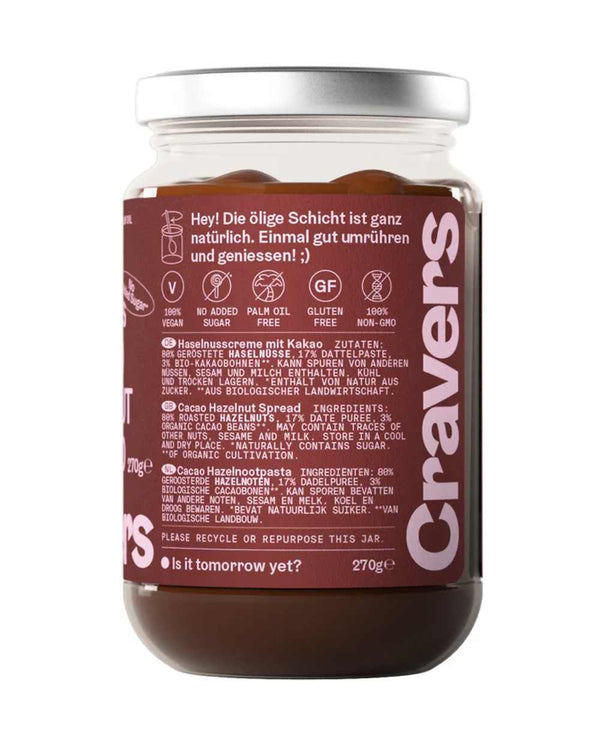 CRAVERS Super Delicious Cacao Hazelnut Spread - 270g