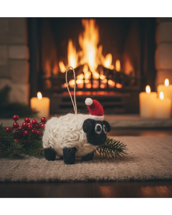 Black Christmas Sheep Filzanhänger