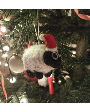 Black Christmas Sheep Filzanhänger