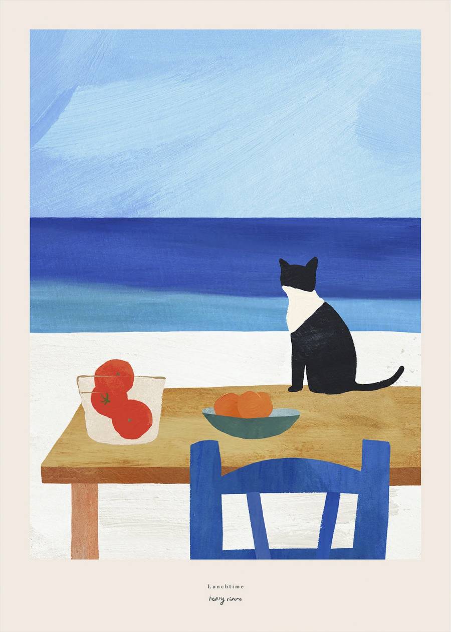 Lunchtime - Black Cat 3 Print (30x40cm)