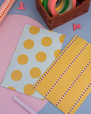 Flache Geschenktüte Lottie Dottie Light Blue + Curry (5er Pack)