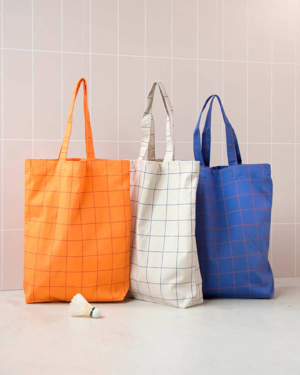 Shopper Baumwolle Grid Flame Orange