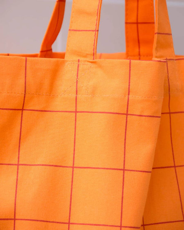 Shopper Baumwolle Grid Flame Orange
