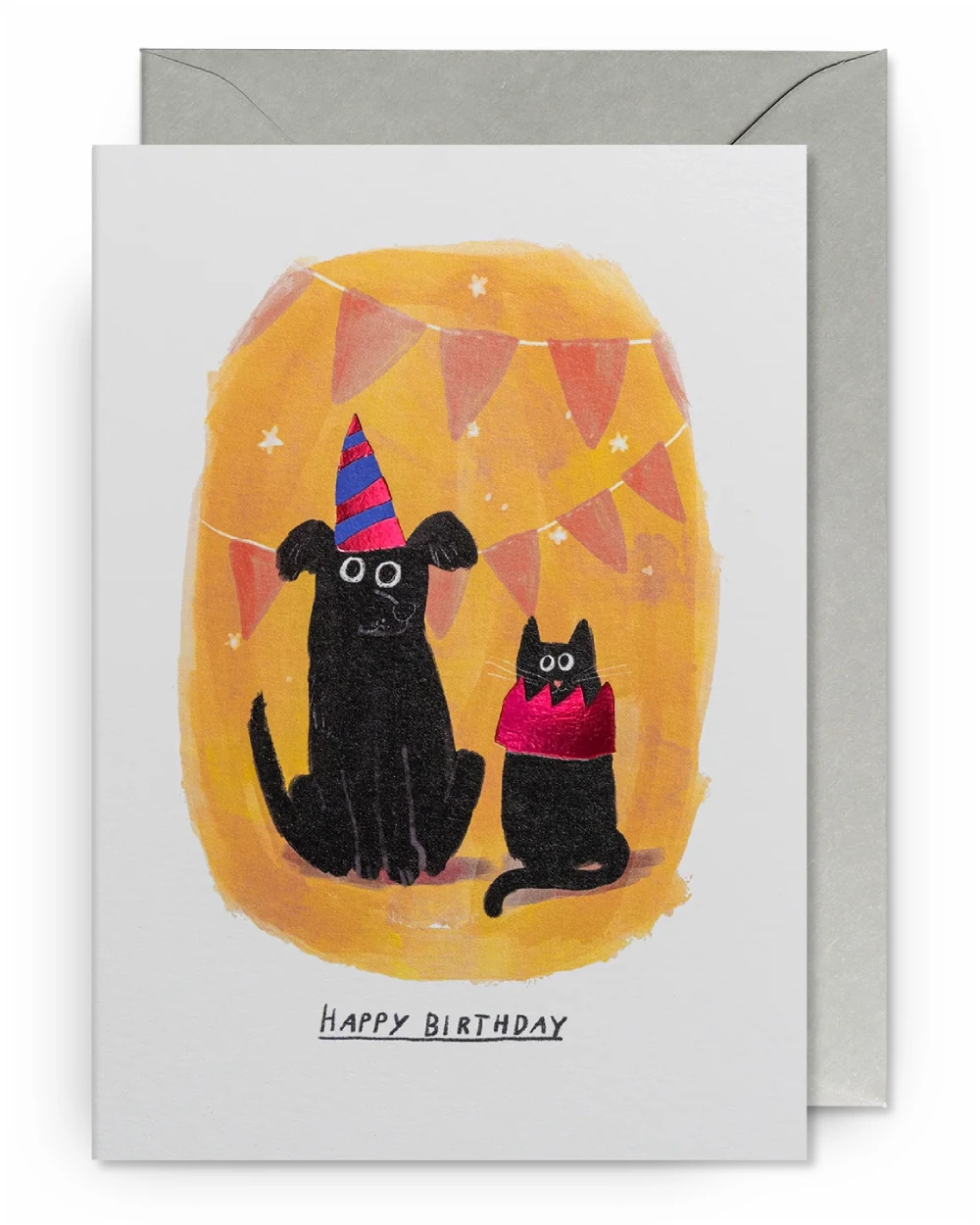 Lagom Design - John Bond Dog & Cat Party Hat Happy Birthday Klappkarte