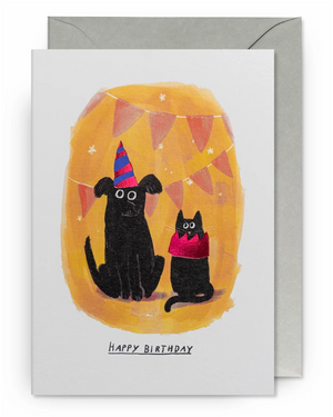 Lagom Design - John Bond Dog & Cat Party Hat Happy Birthday Klappkarte