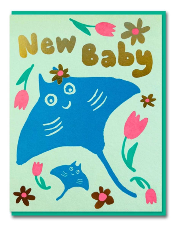 Joyful New Baby Manta Ray Klappkarte