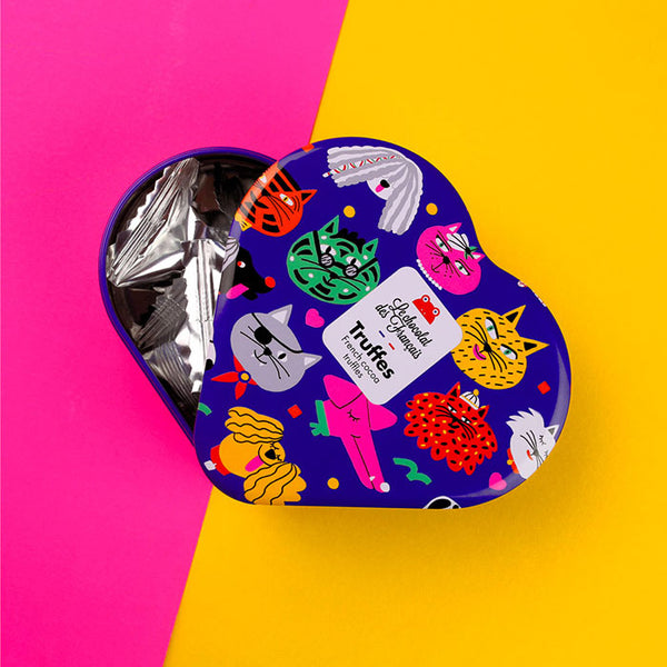 Chiens & Chats Dunkle Trüffelpralinés in Geschenkdose