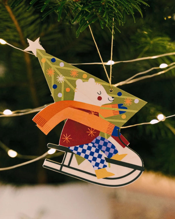 Hölzerner Weihnachtsbaum-Anhänger Bär