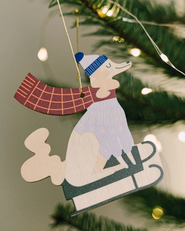Hölzerner Weihnachtsbaum-Anhänger Hund