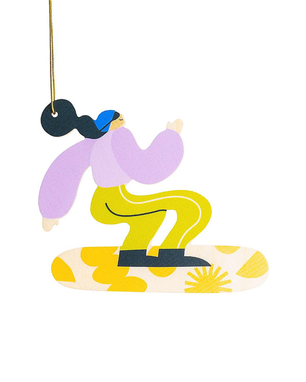 Hölzerner Weihnachtsbaum-Anhänger Snowboarder